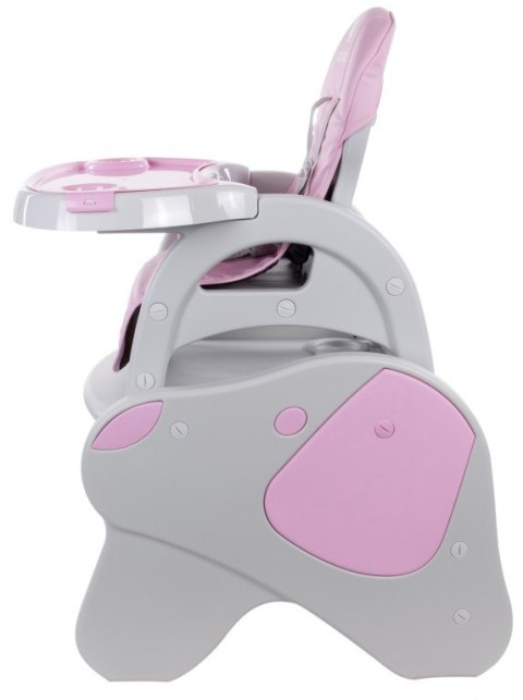 Krzesełko do karmienia 2w1 piesek szaro - różowy