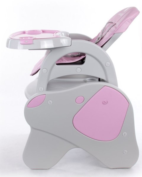 Krzesełko do karmienia 2w1 piesek szaro - różowy