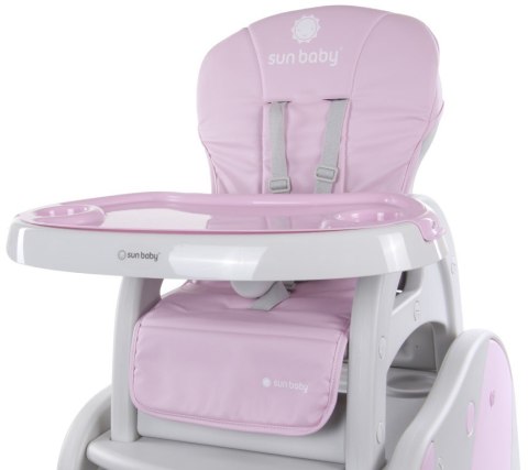 Krzesełko do karmienia 2w1 piesek szaro - różowy