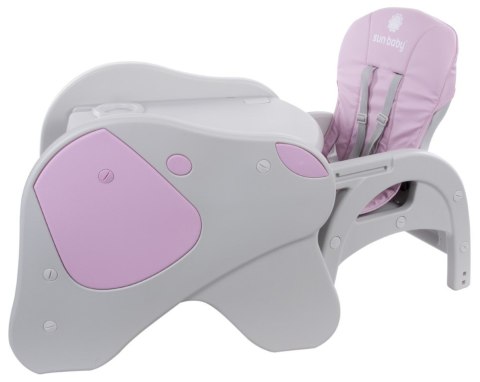 Krzesełko do karmienia 2w1 piesek szaro - różowy