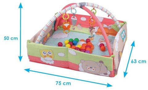 Mata edukacyjna dla niemowląt, kojec z piłkami 117x117cm