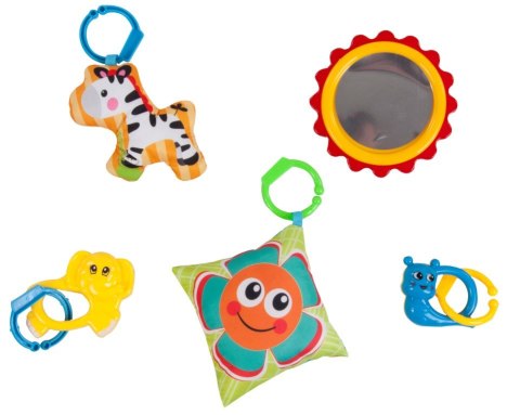 Mata edukacyjna dla niemowląt z grzechotkami i lusterkiem 83x83 cm