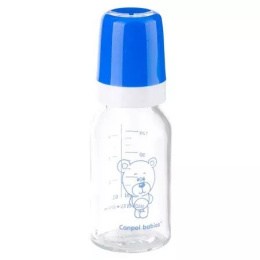 Canpol Babies butelka szklana wąska 120ml BASIC TEDDY FRIEND - Niebieska