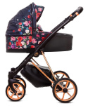 MUSSE 3w1 BabyActive wózek głęboko-spacerowy + fotelik samochodowy Kite 0-13kg - Dark Rose / stelaż Rose Gold