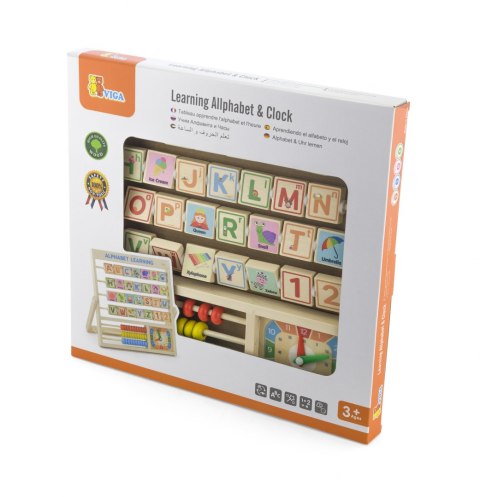 Viga 50033 Tabliczka 3w1 Nauka alfabetu godzin i liczenia