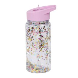 A Little Lovely Company - Bidon transparentny ze składanym ustnikiem GLITTER Pink/Multicolour