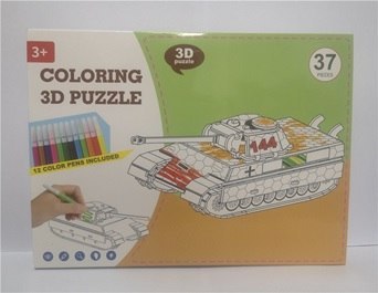 Puzzle 3D kolorowanka czołg 37 el.