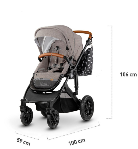 Kinderkraft Wózek Głęboko Spacerowy PRIME 3w1 Beige do 22 kg + Mommy Bag