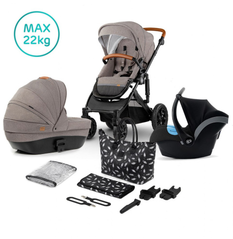 Kinderkraft Wózek Głęboko Spacerowy PRIME 3w1 Beige do 22 kg + Mommy Bag