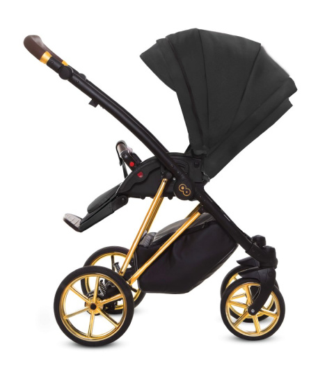 MUSSE 2w1 BabyActive wózek głęboko-spacerowy - Ultra BLACK / stelaż Gold