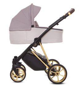 MUSSE 3w1 BabyActive wózek głęboko-spacerowy + fotelik samochodowy Kite 0-13kg - Ultra PASTEL / stelaż Gold