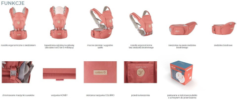 HONEY Colibro 12w1 nosidło dla dzieci od 3 do 24 miesięcy, do 18kg - Dove