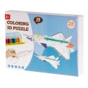 Puzzle 3D kolorowanka samolot 28el.