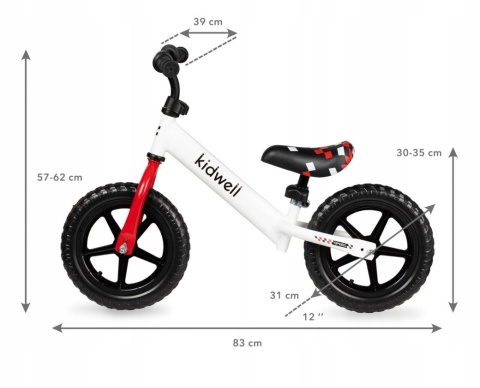 REBEL Kidwell Lekki rowerek biegowy 2,64 kg - WHITE