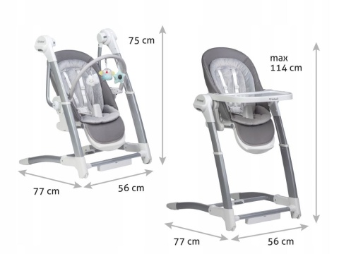 MAVERICK Kidwell 3w1 Krzesełko do karmienia Huśtawka Leżaczek