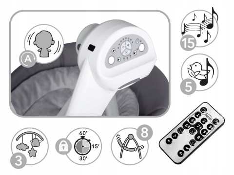 MAVERICK Kidwell 3w1 Krzesełko do karmienia Huśtawka Leżaczek