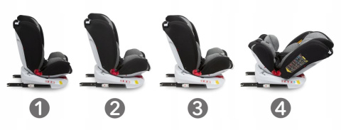 ORBIT Kidwell Obrotowy fotelik 0-36 kg z Isofix - BLACK 01 + SZARY MELANŻ
