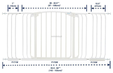 DREAMBABY Bramka bezpieczeństwa Chelsea 75 cm biała szeroka extra