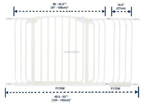 DREAMBABY Bramka bezpieczeństwa Chelsea 75 cm biała szeroka extra