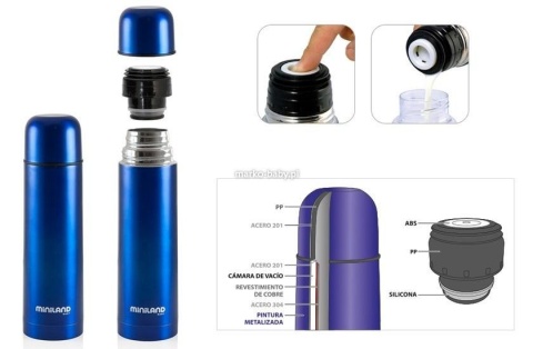 MINILAND Kolorowy termos na napoje 0,5l