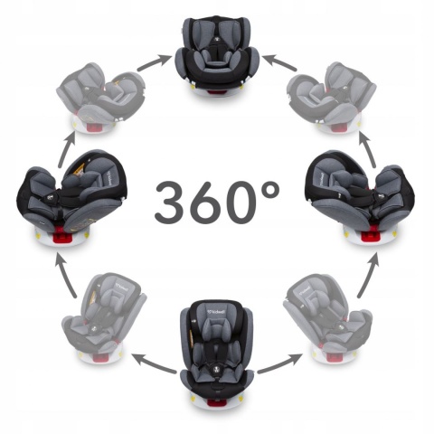 ORBIT Kidwell Obrotowy fotelik 0-36 kg z Isofix - BLACK 02 CZARNY