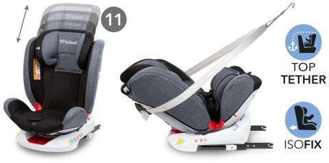 ORBIT Kidwell Obrotowy fotelik 0-36 kg z Isofix - BLACK 02 CZARNY