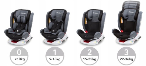 ORBIT Kidwell Obrotowy fotelik 0-36 kg z Isofix - BLACK 02 CZARNY
