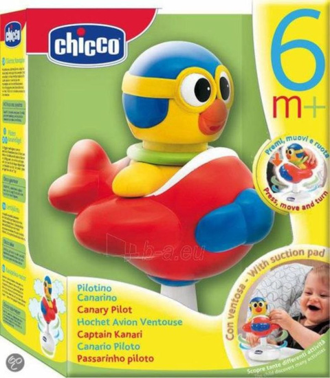 Chicco Ptaszek Pilot kolorowy samolot z przyssawką 6m+