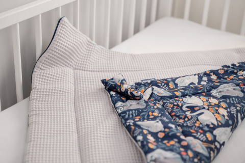 Dwustronny Rożek Becik Niemowlęcy Wafel Sensillo - FAUNA I FLORA SZARY