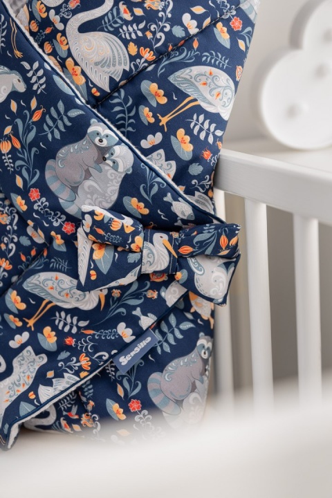 Dwustronny Rożek Becik Niemowlęcy Wafel Sensillo - FAUNA I FLORA SZARY