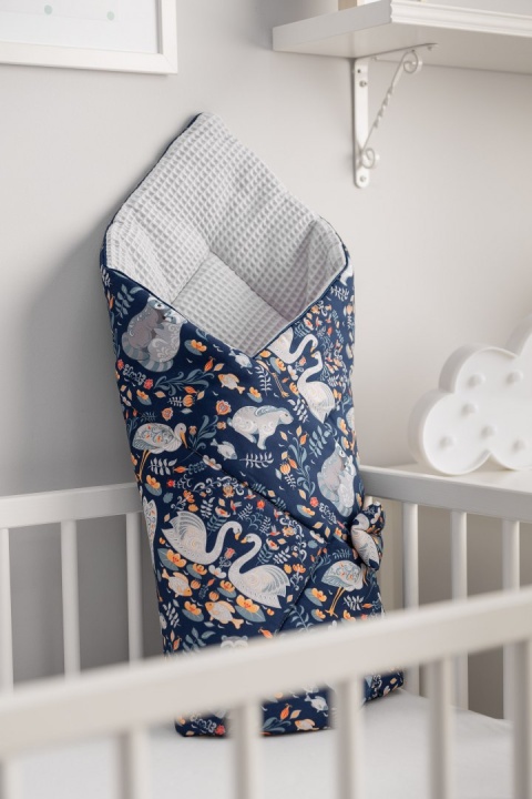 Dwustronny Rożek Becik Niemowlęcy Wafel Sensillo - FAUNA I FLORA SZARY