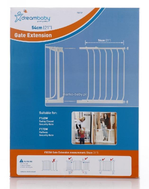 DREAMBABY Rozszerzenie bramki bezpieczeństwa o 54 cm - białe (wys.75)