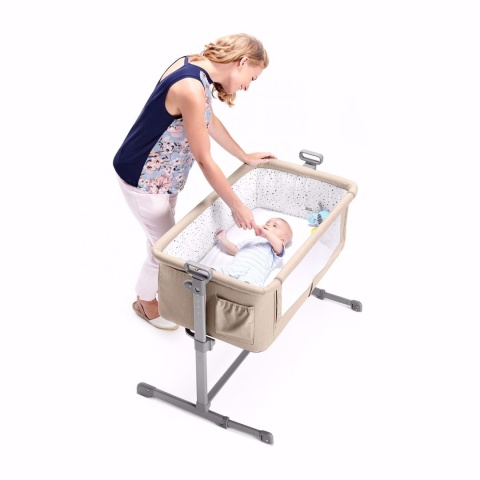 NESTE KinderKraft Gray Melange łóżeczko dostawne spanie z dzieckiem 0m+