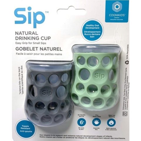CogniKids Sip® - Natural Drinking Cup 2 sensoryczne kubeczeki do nauki picia dla niemowląt Slate/Sage