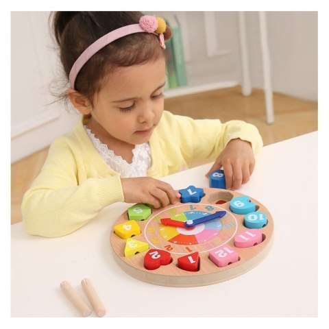 Drewniany zegar klocki koraliki