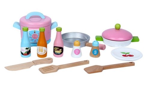 Duża Drewniana kuchnia z akcesoriami