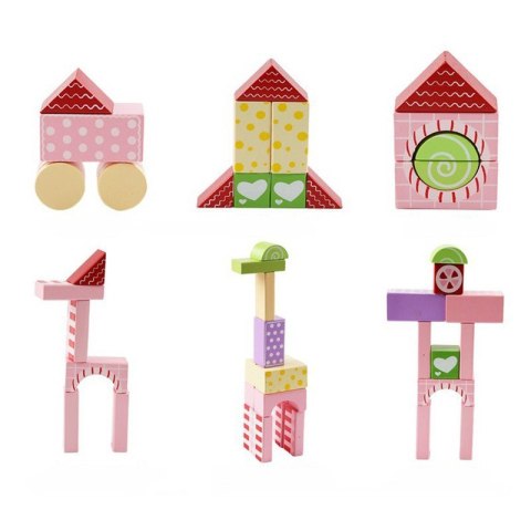 Klocki drewniane cukierkowe kolory 30 szt. w wiaderku ONSHINE