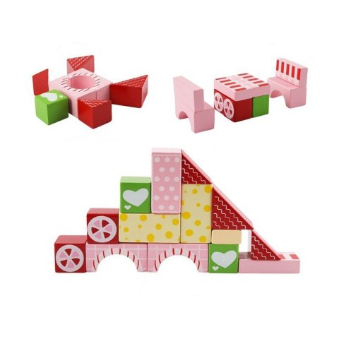 Klocki drewniane cukierkowe kolory 30 szt. w wiaderku ONSHINE