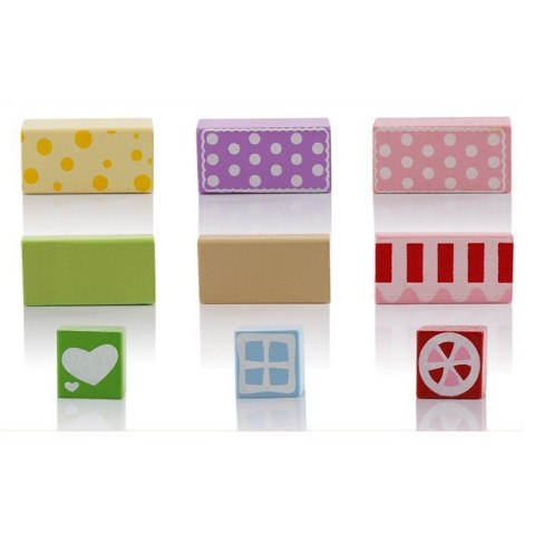 Klocki drewniane cukierkowe kolory 30 szt. w wiaderku ONSHINE