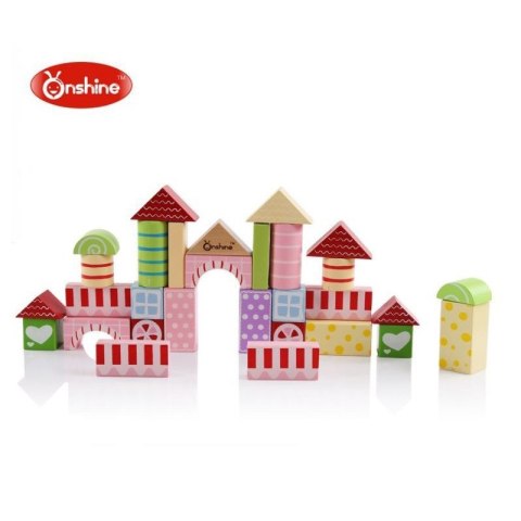 Klocki drewniane cukierkowe kolory 30 szt. w wiaderku ONSHINE