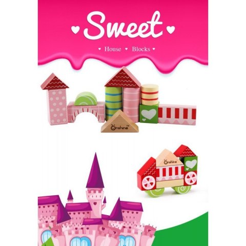 Klocki drewniane cukierkowe kolory 30 szt. w wiaderku ONSHINE