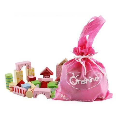 Klocki drewniane cukierkowe kolory 30 szt. w wiaderku ONSHINE