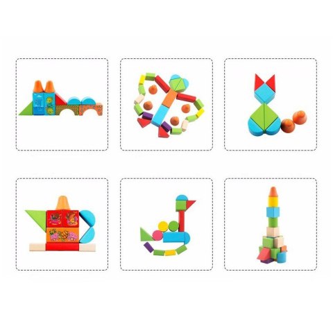 Klocki drewniane podwodne życie 38 szt. w wiaderku ONSHINE