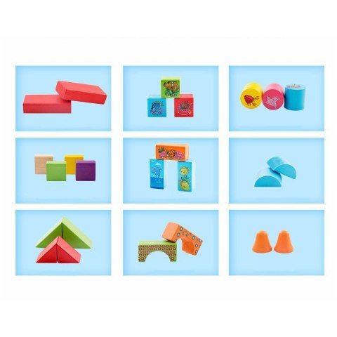 Klocki drewniane podwodne życie 38 szt. w wiaderku ONSHINE