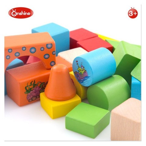 Klocki drewniane podwodne życie 38 szt. w wiaderku ONSHINE