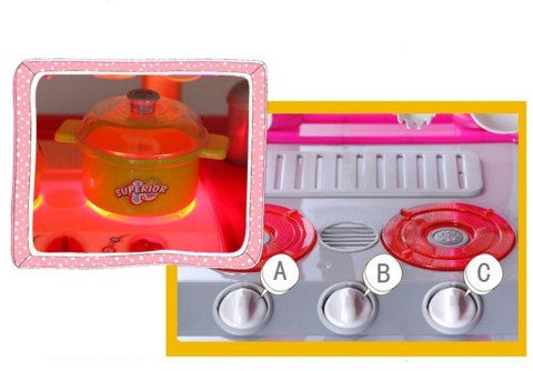 Kuchnia dla dzieci z dźwiękiem z akcesoriami walizka różowa