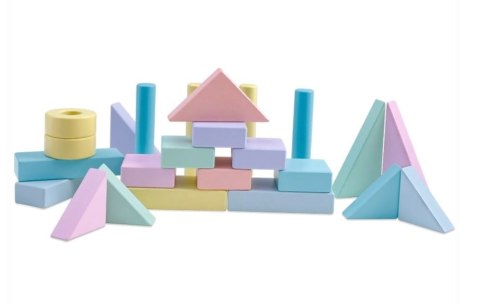 Duży drewniany wózek z klockami pastelowymi ONSHINE