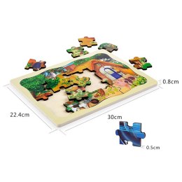 Puzzle drewniane 24 szt. farma