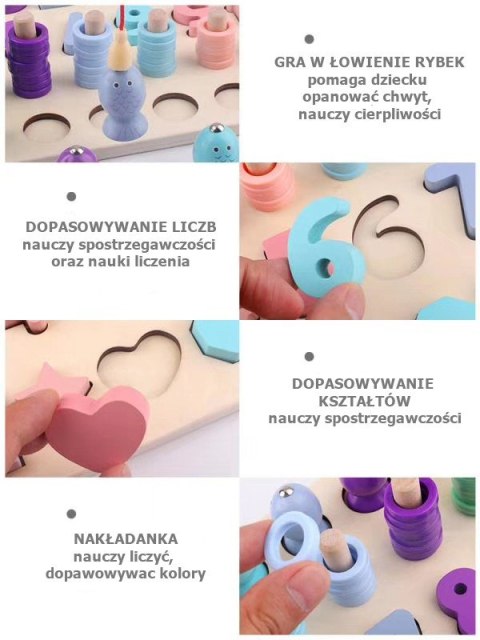 Rybki nakładanka kształty cyfry 4w1