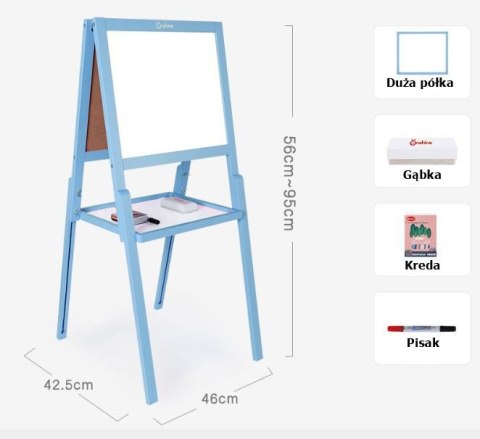 Tablica kredowa dwustronna regulowana duża niebieska
